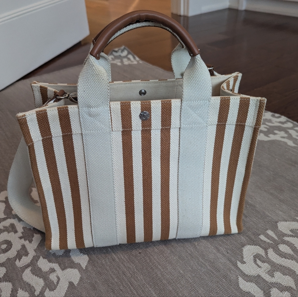 Rue de Verneuil Striped Tan and Cream  Bag